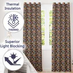 Chibi Orange Haired Girl Forest Animal Seamless Pattern Art Readymade Eyelet Ring Top Thermal 100% Blackout Curtains - thumbnail 3