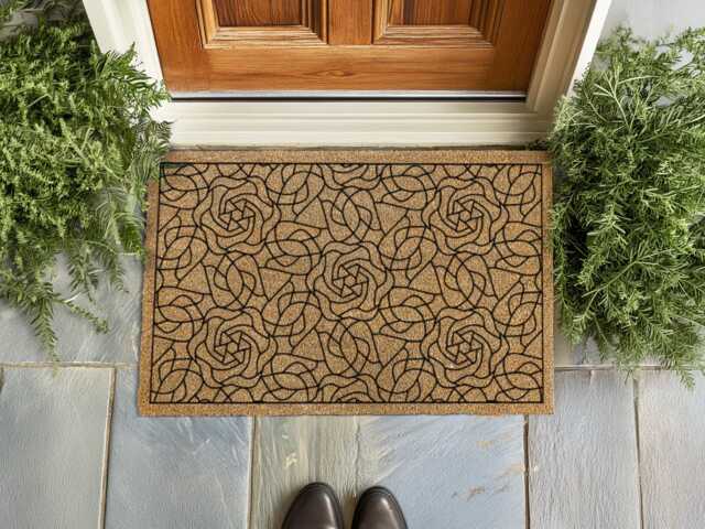 Detailed Petal Entryway I For My Beautiful Partner Tan Welcome Rug - image 1