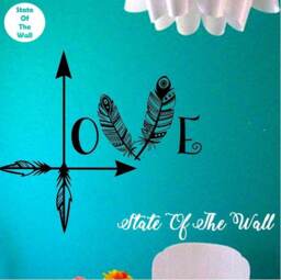 "Love Arrow Feather Wall Decal Boho Home Decor - 24"" X 28" - thumbnail 1