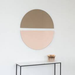 Set Of 2 Luna??? Half-Moon Pieces Mixed Tinted Bronze + Peach Round Frameless Contemporary Mirrors - thumbnail 3