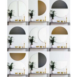 Set Of 2 Luna??? Half-Moon Pieces Mixed Tinted Bronze + Peach Round Frameless Contemporary Mirrors - thumbnail 4