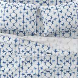 Indigo Geometric Sheets - Shibori By Jillbyers Triangle Japanese Style Bohemian Cotton Sateen Sheet Set Bedding Spoonflower - thumbnail 3