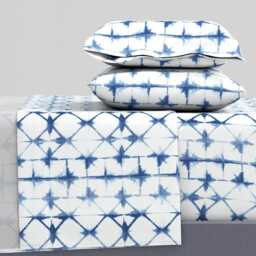 Indigo Geometric Sheets - Shibori By Jillbyers Triangle Japanese Style Bohemian Cotton Sateen Sheet Set Bedding Spoonflower