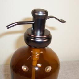 16 Ounce Bottle Soap Dispenser Bathroom Kitchen Pump Brown Amber Glass Metal Shampoo Spray Refillable Container Reuse Liquid Storage Lotion - thumbnail 3