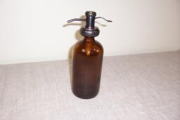 16 Ounce Bottle Soap Dispenser Bathroom Kitchen Pump Brown Amber Glass Metal Shampoo Spray Refillable Container Reuse Liquid Storage Lotion - thumbnail 1
