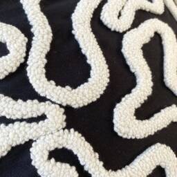 Groovy Punch Needle Pillow Cover, Cosy Decorative Embroidered Cushion Cover, Wavy Aesthetics, Black & White Rug Cushion, Abstract Throw - thumbnail 2