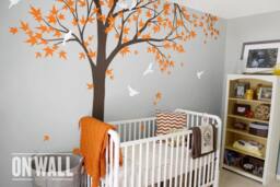 Gorgeous Large Maple Tree Wall Decal With Birds - Eye-Catching Vinyl Art For Home Nature Wall Art Sticker Kids Room, Nursery K024