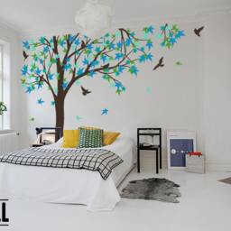 Gorgeous Large Maple Tree Wall Decal With Birds - Eye-Catching Vinyl Art For Home Nature Wall Art Sticker Kids Room, Nursery K024 - thumbnail 2