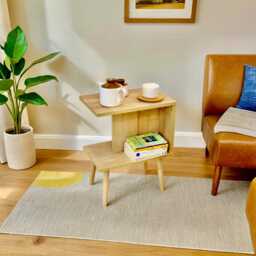 Modern Side Table With Wooden Legs - Compact Coffee For Living Room - thumbnail 2