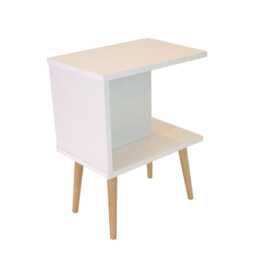 Modern Side Table With Wooden Legs - Compact Coffee For Living Room - thumbnail 4