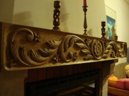 Hand Carved Oak Fireplace Mantel Floral Wood Carving Wall Art - thumbnail 1