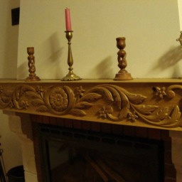 Hand Carved Oak Fireplace Mantel Floral Wood Carving Wall Art - thumbnail 2