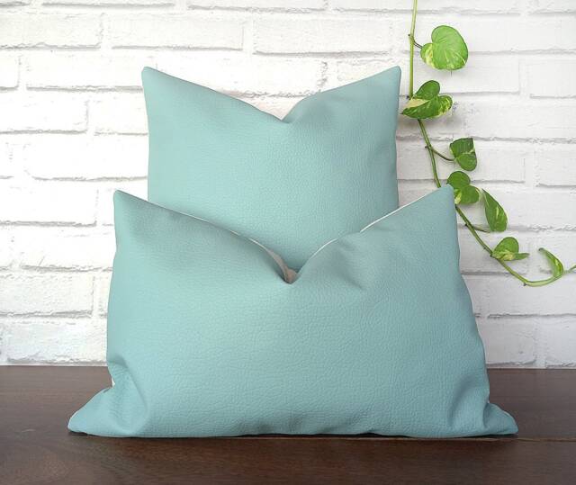 Mint Faux Leather Pillow Cover Set Scandinavian Home Decor, 2-Piece - image 1