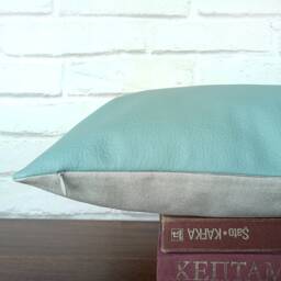 Mint Faux Leather Pillow Cover Set Scandinavian Home Decor, 2-Piece - thumbnail 4