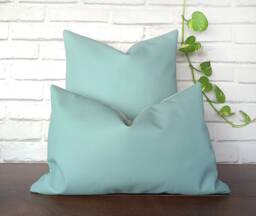 Mint Faux Leather Pillow Cover Set Scandinavian Home Decor, 2-Piece - thumbnail 1
