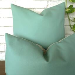 Mint Faux Leather Pillow Cover Set Scandinavian Home Decor, 2-Piece - thumbnail 3