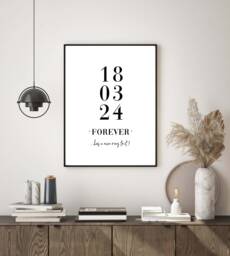 Engagement Gift, Date Print, Special Personalised Couples, Wedding, Simple Modern Wall Art Print Poster - thumbnail 1