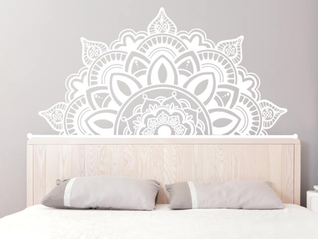 Half Mandala Wall Decals Headboard Vinyl Sticker Art Boho Bohemian Yoga Namaste Studio Decal For Bedroom Home Decor Room Ms782 - image 1