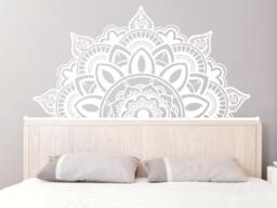 Half Mandala Wall Decals Headboard Vinyl Sticker Art Boho Bohemian Yoga Namaste Studio Decal For Bedroom Home Decor Room Ms782 - thumbnail 1