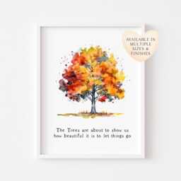Autumn Tree Watercolour Print Unframed Fall Home Decor