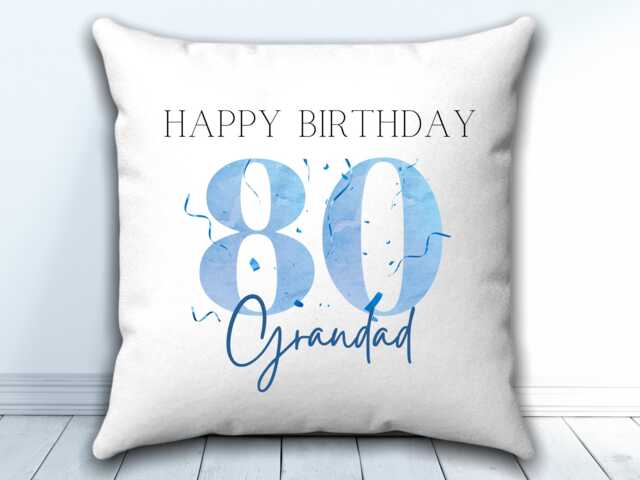 80Th Birthday Cushion, Birthday Gift For Him, Gifts Men, Personalised 80Th, Age Gift, Gift Grandad, For Friend - image 1