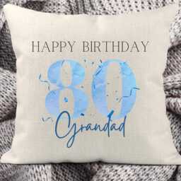 80Th Birthday Cushion, Birthday Gift For Him, Gifts Men, Personalised 80Th, Age Gift, Gift Grandad, For Friend - thumbnail 2