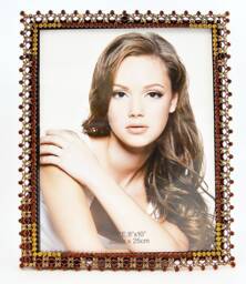 Ciel Collectables Iris Picture Frame. Hand Made With Topaz Austrian Crystal & Brown Enamel - thumbnail 1