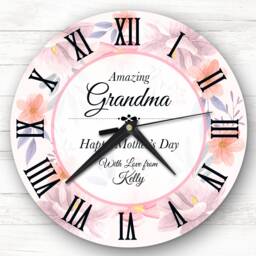 Amazing Grandmother Floral Mother's Day Gift Personalised Clock - thumbnail 1