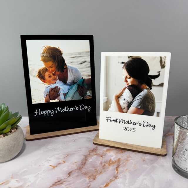 Personalised Photo Print Plaque With Stand - Custom Frame First Mothers Day Gift For Her Best Mum Nanny Present Mummy Birthday - image 1