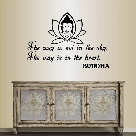 In-Style Decals Wall Vinyl Decal Home Decor Art Sticker The Way Is Not in Sky. Heart Buddha Quote Yoga Room Design 410 - image 1