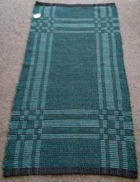 Teal Kentucky Log Cabin Wool Rug. Dark One Side - Light Side. #17W14