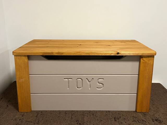 Personalized Solid Wood Toy Box Engraved Pine Storage Chest - image 1