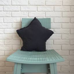 Grey Muslin Star Pillow Kids Room Decor, Antiallergy Cushion - thumbnail 3