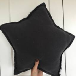 Grey Muslin Star Pillow Kids Room Decor, Antiallergy Cushion - thumbnail 4