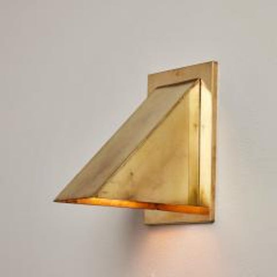 Outdoor Wall Light, Weathered Steel, Triangle Wall Sconce - Indoor Lighting , Garden Lamp Standard With Motion Detector Wide Version - image 1