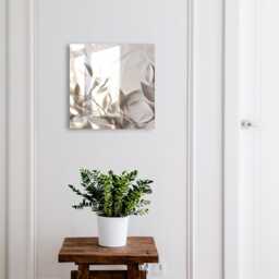 Leaf Fabric Key Cabinet For Home, Beige Industrial Box, Minimalist Flowers & Plants, Lovers Of Nature Elegance