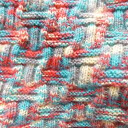 Blue/Grey/Red Square Ribbed Throw - thumbnail 3
