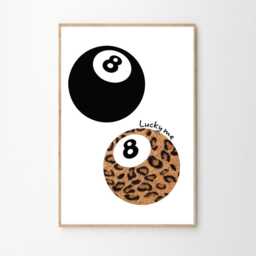 Lucky Me Leopard Print 8 Balls Poster, Wall Art, Apartment Aesthetic Decor, Retro Home Printed Gift - thumbnail 2