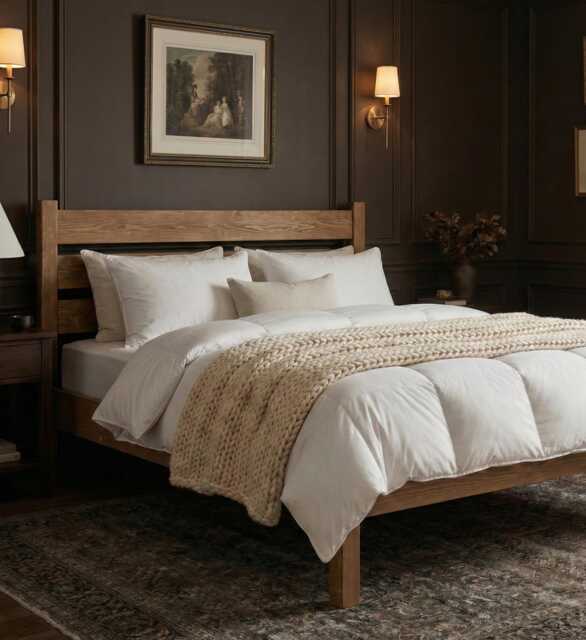 The Redwood Low Footboard Bed Frame - Solid Wood Platform Rustic Modern Farmhouse Bedroom Furniture Handmade Chunky Wooden - image 1