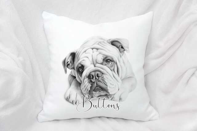 Personalised Large Sketch Drawing Dog Cushion, 10 Breeds, , Cuddle Pillow, Birthday Gift - image 1