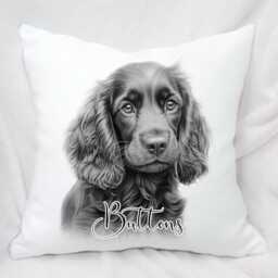 Personalised Large Sketch Drawing Dog Cushion, 10 Breeds, , Cuddle Pillow, Birthday Gift - thumbnail 2