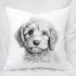 Personalised Large Sketch Drawing Dog Cushion, 10 Breeds, , Cuddle Pillow, Birthday Gift - thumbnail 3