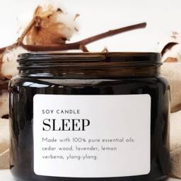 Sleep Soy Candles - Hand-Poured, Essential Oil Scents For Relaxation 120/180/300/500G- Wood Wick Candle - Perfect Gift Sleep - thumbnail 2