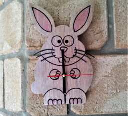 Bunny Clock Made With Recycled Wood, Easter Gift, Rabbit Wall Clock - thumbnail 1