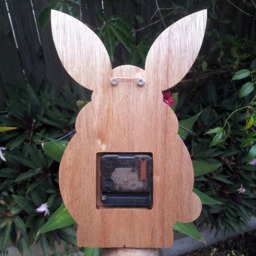 Bunny Clock Made With Recycled Wood, Easter Gift, Rabbit Wall Clock - thumbnail 3