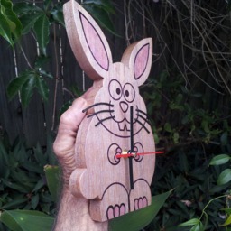 Bunny Clock Made With Recycled Wood, Easter Gift, Rabbit Wall Clock - thumbnail 2