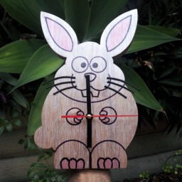 Bunny Clock Made With Recycled Wood, Easter Gift, Rabbit Wall Clock - thumbnail 4