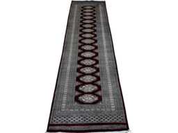 2.6x10 Rosewood Color Bokhara Rug - Runner Hallway Luxury Long Fine Quality Green Afghan - thumbnail 1