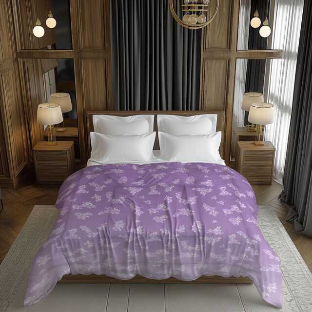Pastel Purple Floral Comforter, Flower Bedding Gift , Biophilic Home Decor, Monochrome Minimalist For Romantic Sweet Bedroom #116 - image 1