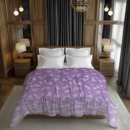 Pastel Purple Floral Comforter, Flower Bedding Gift , Biophilic Home Decor, Monochrome Minimalist For Romantic Sweet Bedroom #116